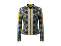 Multi-color snakeskin leather jacket with zip-front and stand collar