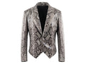 Natural gray python snakeskin blazer with notch lapels and single-breasted front
