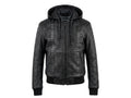 Python snakeskin hoodie bomber jacket, front view with hood and ribbed cuffs, full-zip
