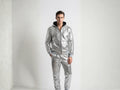 Silver metallic python-pattern tracksuit with zip-up bomber jacket and cuffed joggers