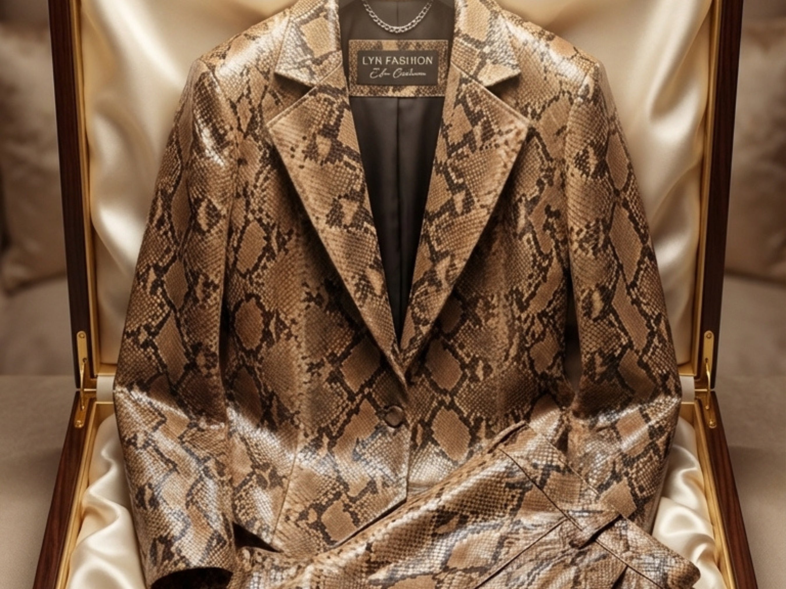 Snakeskin-pattern suit blazer with notch lapel and single-breasted front