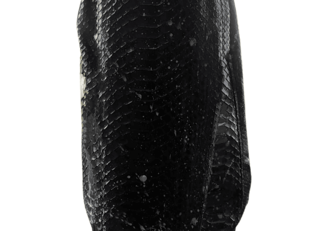 Black snakeskin-style zip hoodie jacket close-up of back fabric texture