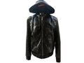 Black snakeskin-style zip hoodie jacket with hood up and front zipper