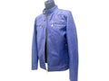 Dark blue snakeskin leather jacket with zip front and snap pockets