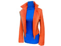 Dusty orange snakeskin leather jacket with pointed collar and front zip