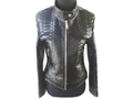 Women’s genuine snakeskin motorcycle jacket, full-zip with stand collar and zip pockets