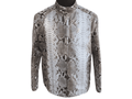 Snakeskin quilt jacket, stand collar, silver and dark pattern, zip front