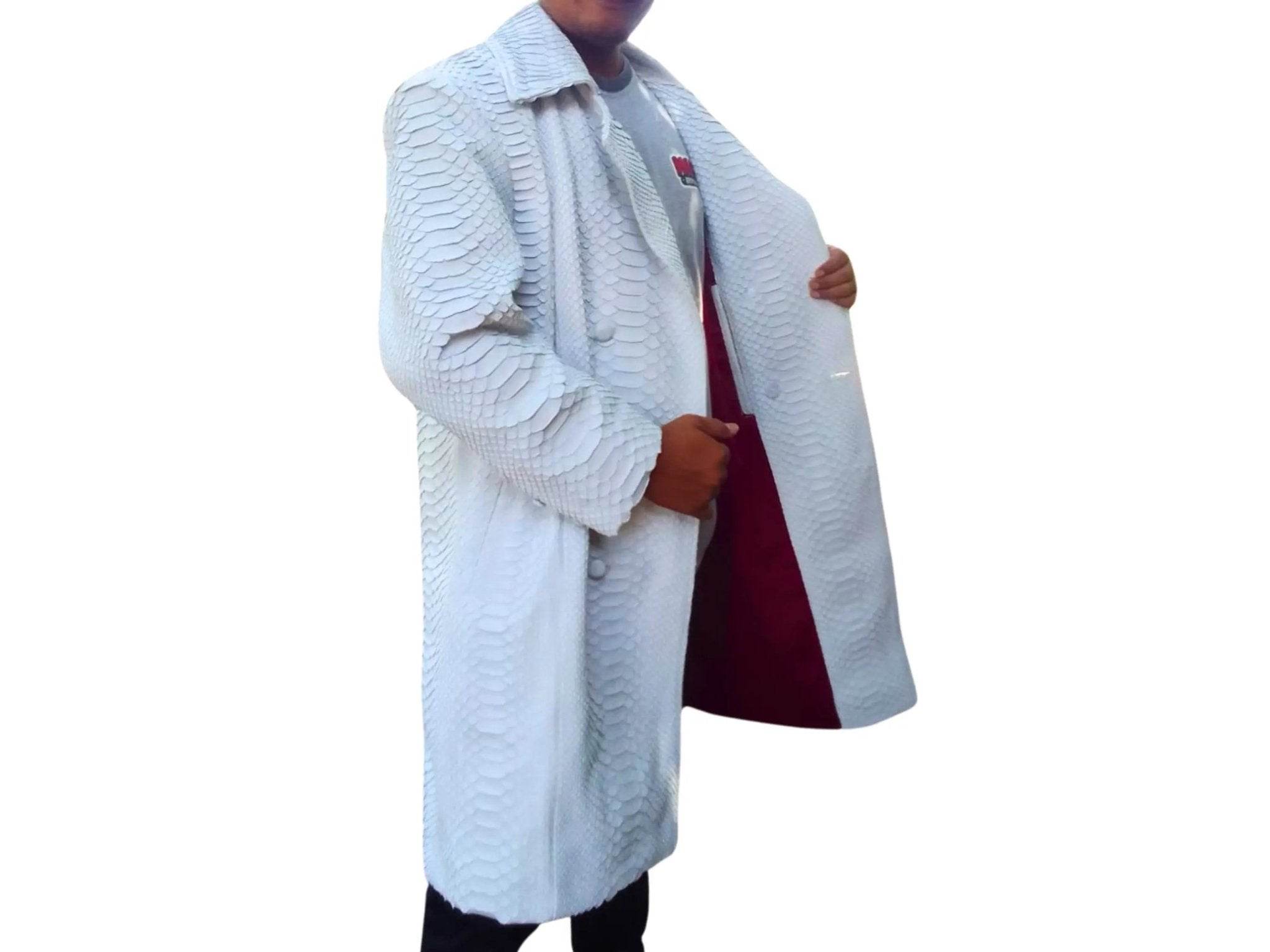 Light blue snakeskin-texture peacoat jacket close front with collar and button details